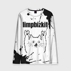 Лонгслив мужской Limp Bizkit рок кот на светлом фоне, цвет: 3D-принт