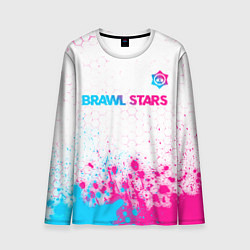 Мужской лонгслив Brawl Stars neon gradient style: символ сверху