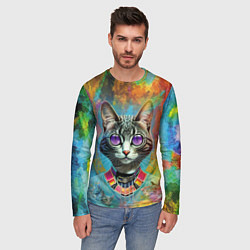 Лонгслив мужской Cat fashionista - neural network, цвет: 3D-принт — фото 2