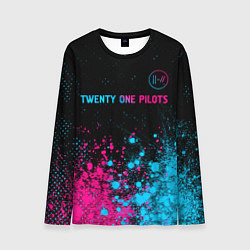 Лонгслив мужской Twenty One Pilots - neon gradient: символ сверху, цвет: 3D-принт