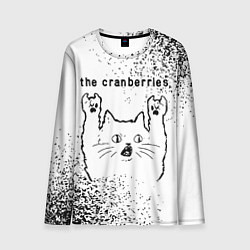 Лонгслив мужской The Cranberries рок кот на светлом фоне, цвет: 3D-принт