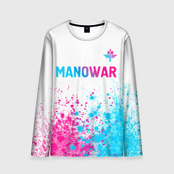 Лонгслив мужской Manowar neon gradient style: символ сверху, цвет: 3D-принт