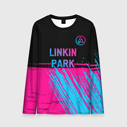 Лонгслив мужской Linkin Park - neon gradient: символ сверху, цвет: 3D-принт