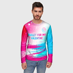 Лонгслив мужской Bullet For My Valentine neon gradient style: симво, цвет: 3D-принт — фото 2