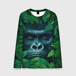 Лонгслив мужской Горилла в кустах, цвет: 3D-принт