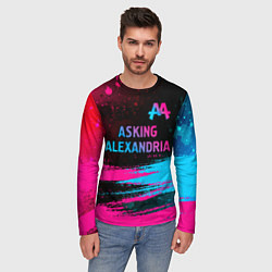 Лонгслив мужской Asking Alexandria - neon gradient: символ сверху, цвет: 3D-принт — фото 2