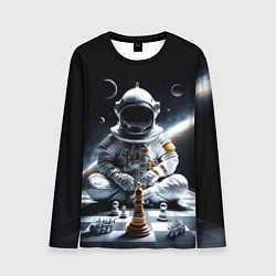 Лонгслив мужской Космонавт и шахматы, цвет: 3D-принт