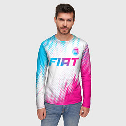 Лонгслив мужской Fiat neon gradient style: символ сверху, цвет: 3D-принт — фото 2