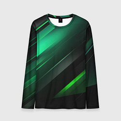 Лонгслив мужской Black green abstract, цвет: 3D-принт