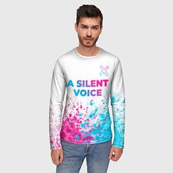 Лонгслив мужской A Silent Voice neon gradient style: символ сверху, цвет: 3D-принт — фото 2