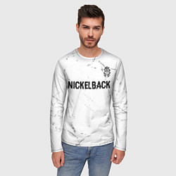 Лонгслив мужской Nickelback glitch на светлом фоне: символ сверху, цвет: 3D-принт — фото 2