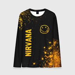 Лонгслив мужской Nirvana - gold gradient: надпись, символ, цвет: 3D-принт