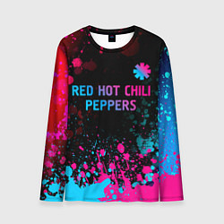 Лонгслив мужской Red Hot Chili Peppers - neon gradient: символ свер, цвет: 3D-принт