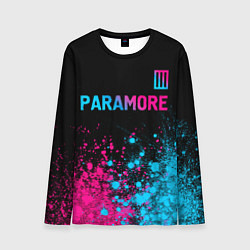Лонгслив мужской Paramore - neon gradient: символ сверху, цвет: 3D-принт