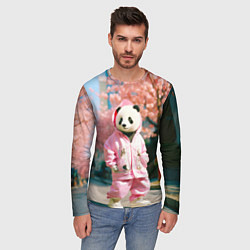 Лонгслив мужской Милая панда в пуховике, цвет: 3D-принт — фото 2