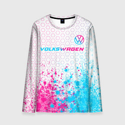 Лонгслив мужской Volkswagen neon gradient style: символ сверху, цвет: 3D-принт