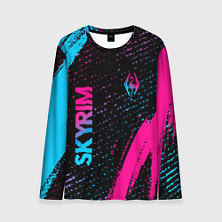 Лонгслив мужской Skyrim - neon gradient: надпись, символ, цвет: 3D-принт