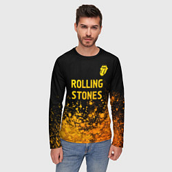 Лонгслив мужской Rolling Stones - gold gradient: символ сверху, цвет: 3D-принт — фото 2