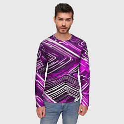 Лонгслив мужской Кибер линии Розоовый-белый, цвет: 3D-принт — фото 2