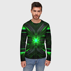 Лонгслив мужской Зеленый свет в абстракции, цвет: 3D-принт — фото 2