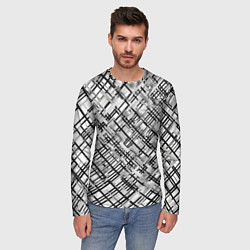 Лонгслив мужской Чёрно-белая сеть, цвет: 3D-принт — фото 2