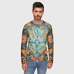 Лонгслив мужской Яркий мозаичный узор, цвет: 3D-принт — фото 2