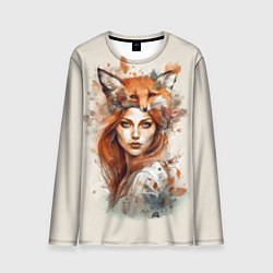Лонгслив мужской Осенний портрет девушка-лиса, цвет: 3D-принт