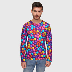 Лонгслив мужской Паттерн разноцветные шарики - нейросеть, цвет: 3D-принт — фото 2