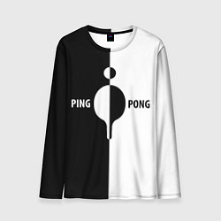 Лонгслив мужской Ping-Pong черно-белое, цвет: 3D-принт