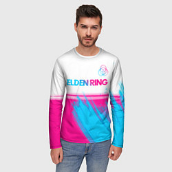 Лонгслив мужской Elden Ring neon gradient style: символ сверху, цвет: 3D-принт — фото 2