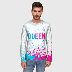 Лонгслив мужской Queen neon gradient style: символ сверху, цвет: 3D-принт — фото 2