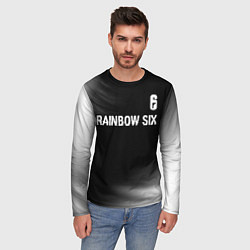 Лонгслив мужской Rainbow Six glitch на темном фоне: символ сверху, цвет: 3D-принт — фото 2