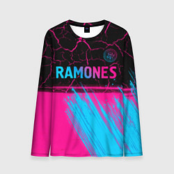 Мужской лонгслив Ramones - neon gradient посередине