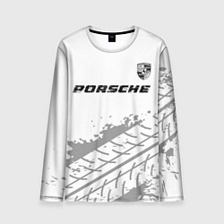 Лонгслив мужской Porsche speed на светлом фоне со следами шин посер, цвет: 3D-принт