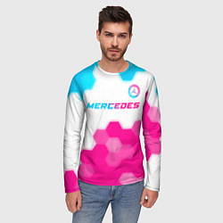 Лонгслив мужской Mercedes neon gradient style посередине, цвет: 3D-принт — фото 2