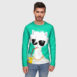 Лонгслив мужской Лама - альпака на чиле, цвет: 3D-принт — фото 2
