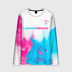 Лонгслив мужской Lamborghini neon gradient style посередине, цвет: 3D-принт