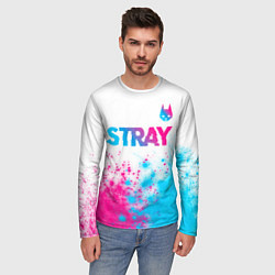 Лонгслив мужской Stray neon gradient style посередине, цвет: 3D-принт — фото 2