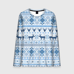 Мужской лонгслив Blue sweater with reindeer