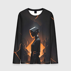 Лонгслив мужской Девушка и оранжевые всполохи, цвет: 3D-принт