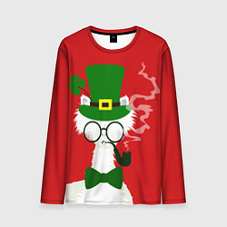 Лонгслив мужской Лама - альпака в день Патрика, цвет: 3D-принт