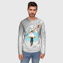 Лонгслив мужской Фрирен провожающая в последний путь - чб, цвет: 3D-принт — фото 2