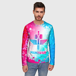 Лонгслив мужской Manowar neon gradient style, цвет: 3D-принт — фото 2