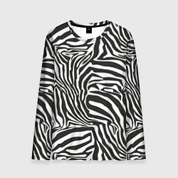 Лонгслив мужской Шкура зебры черно - белая графика, цвет: 3D-принт