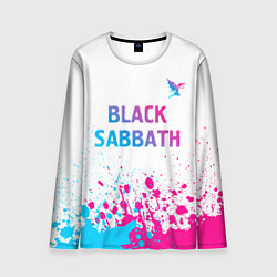 Мужской лонгслив Black Sabbath neon gradient style посередине