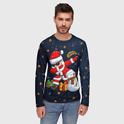 Лонгслив мужской Санта Клаус и снеговик, цвет: 3D-принт — фото 2