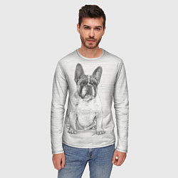 Лонгслив мужской Французский бульдог грустинка, цвет: 3D-принт — фото 2