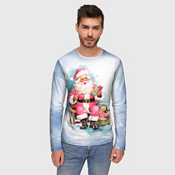 Лонгслив мужской Акварельный ретро Санта Клаус, цвет: 3D-принт — фото 2