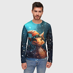 Лонгслив мужской Дракон под снегом, цвет: 3D-принт — фото 2
