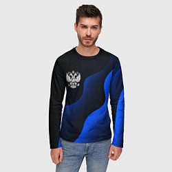 Лонгслив мужской Герб РФ - глубокий синий, цвет: 3D-принт — фото 2